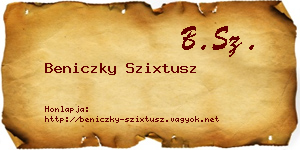 Beniczky Szixtusz névjegykártya