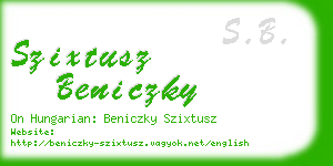 szixtusz beniczky business card